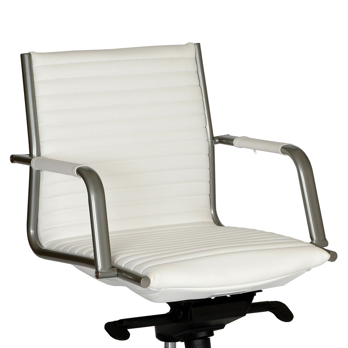 Armen Living Leo Modern Office Chair In White and Powder Coated Gray Metal
