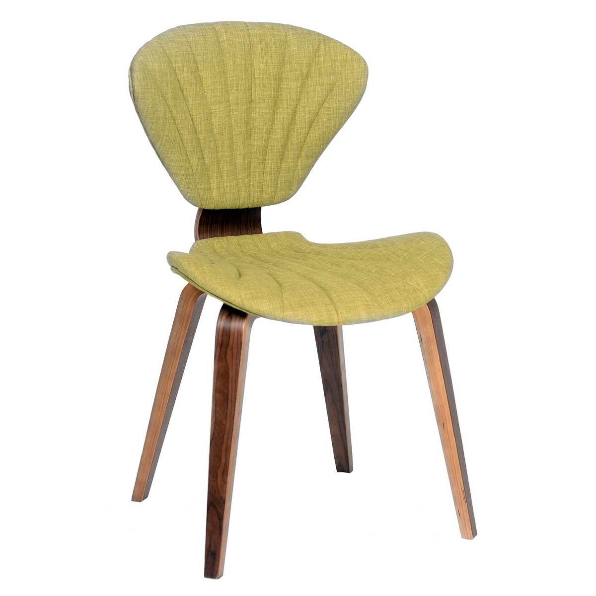 Armen Living Lisa Modern Chair In Green Fabric and Walnut Wood