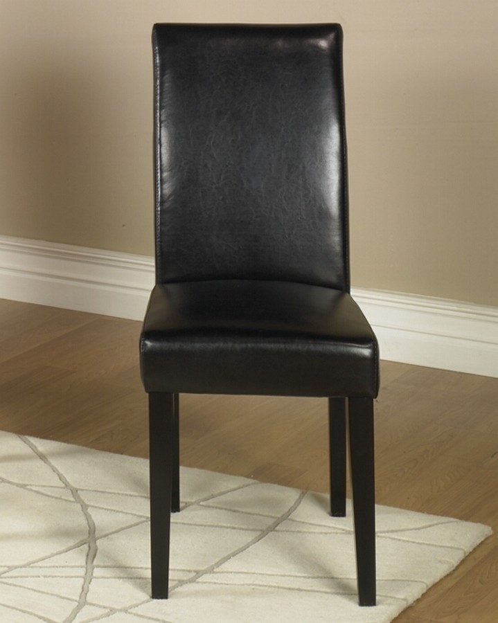Armen Living Black Leather Side Chair Md-014