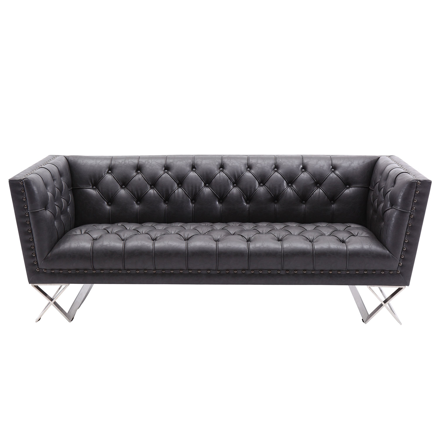 Armen Living Odyssey Sofa - Black Leatherette