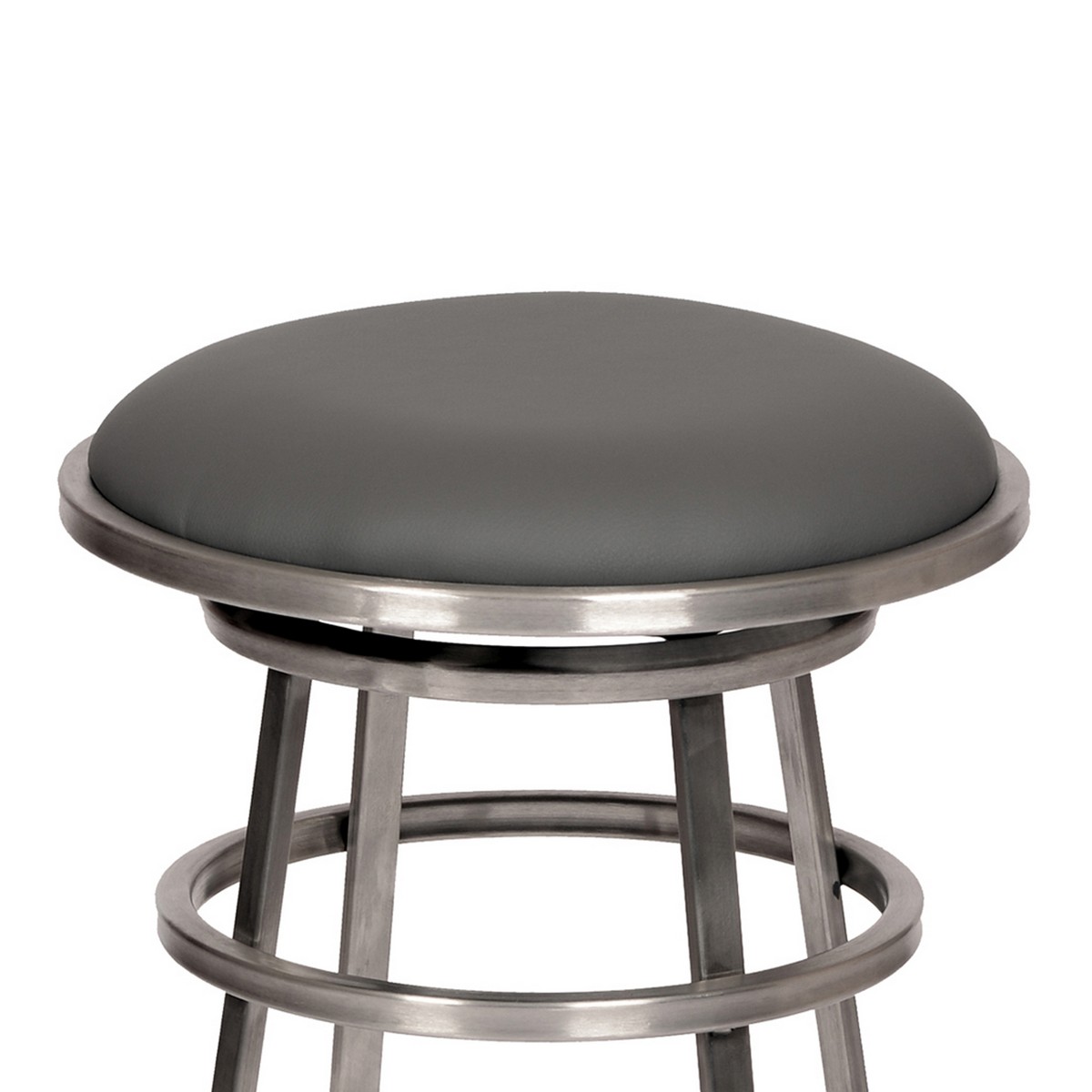 Armen Living Ringo 26-inch Backless Brushed Stainless Steel Barstool in Gray Leatherette