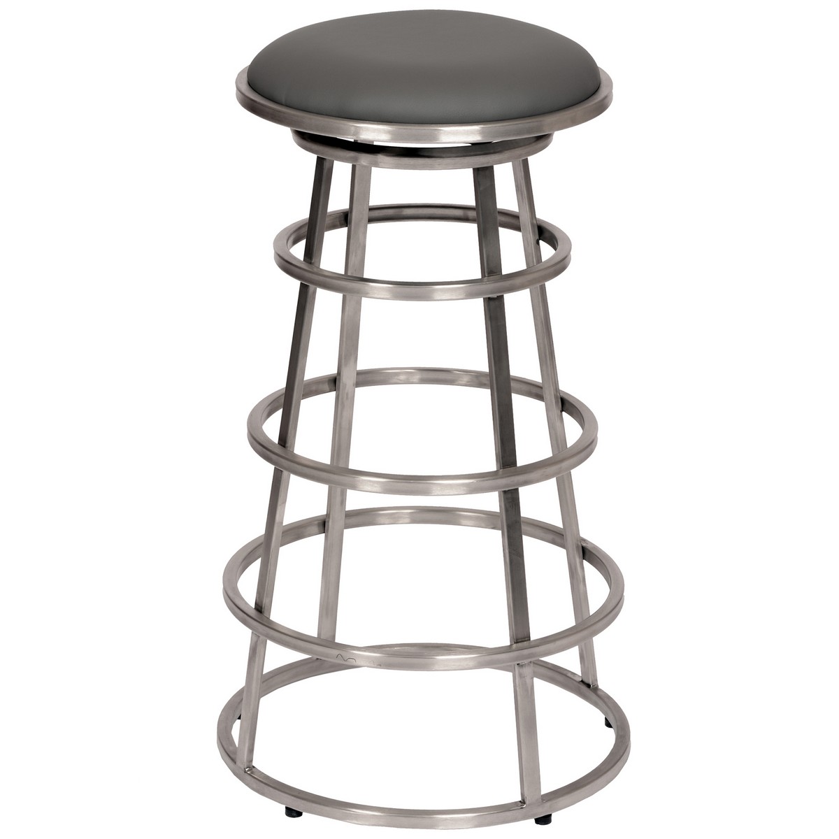 Armen Living Ringo 30-inch Backless Brushed Stainless Steel Barstool in Gray Leatherette