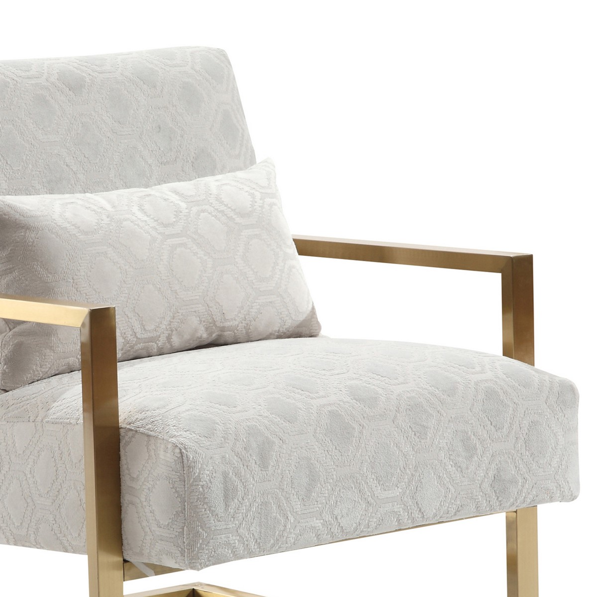 Armen Living Skyline Modern Accent Chair In Cream Chenille and Gold Metal
