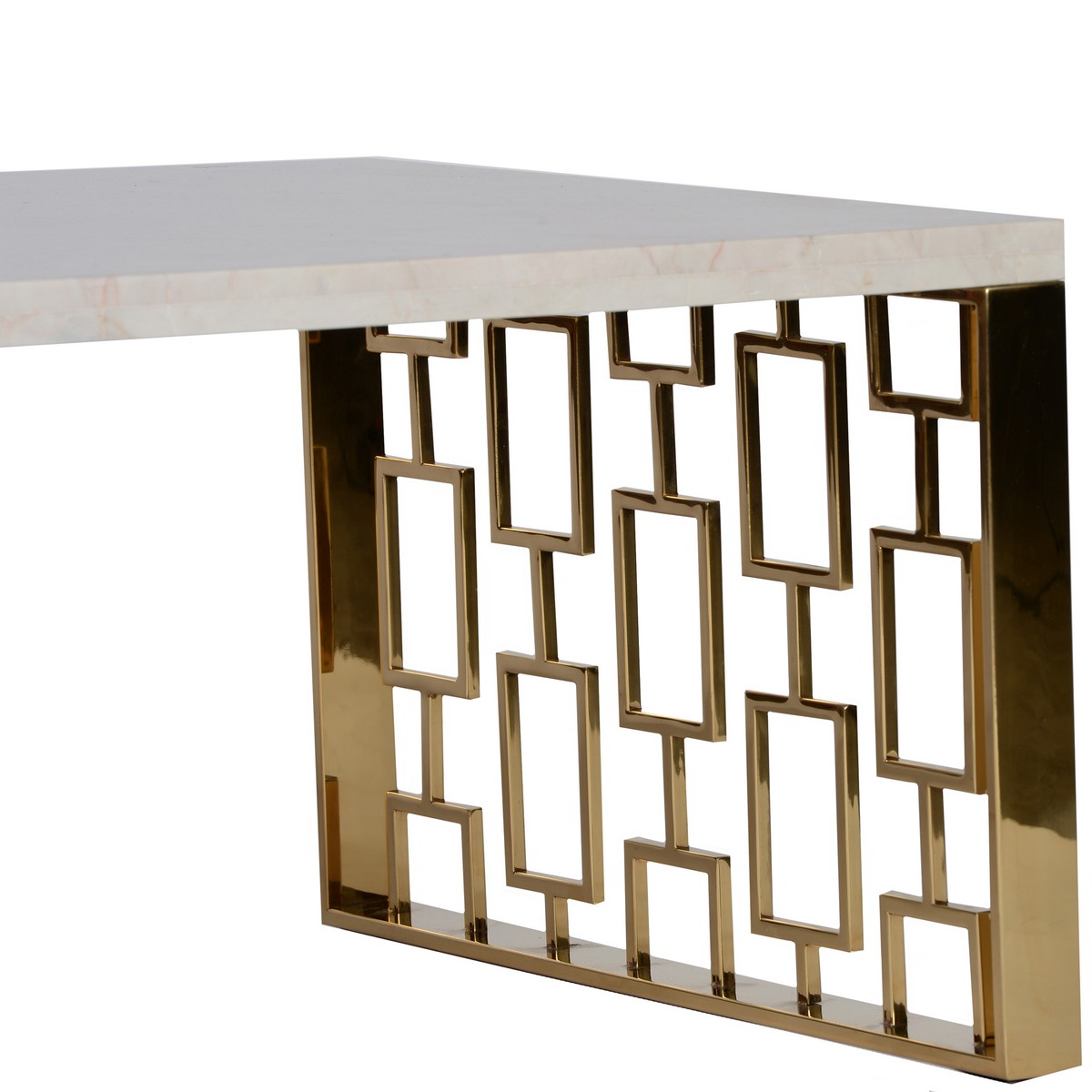Armen Living Skyline Coffee Table With White Top - Gold Metal Base