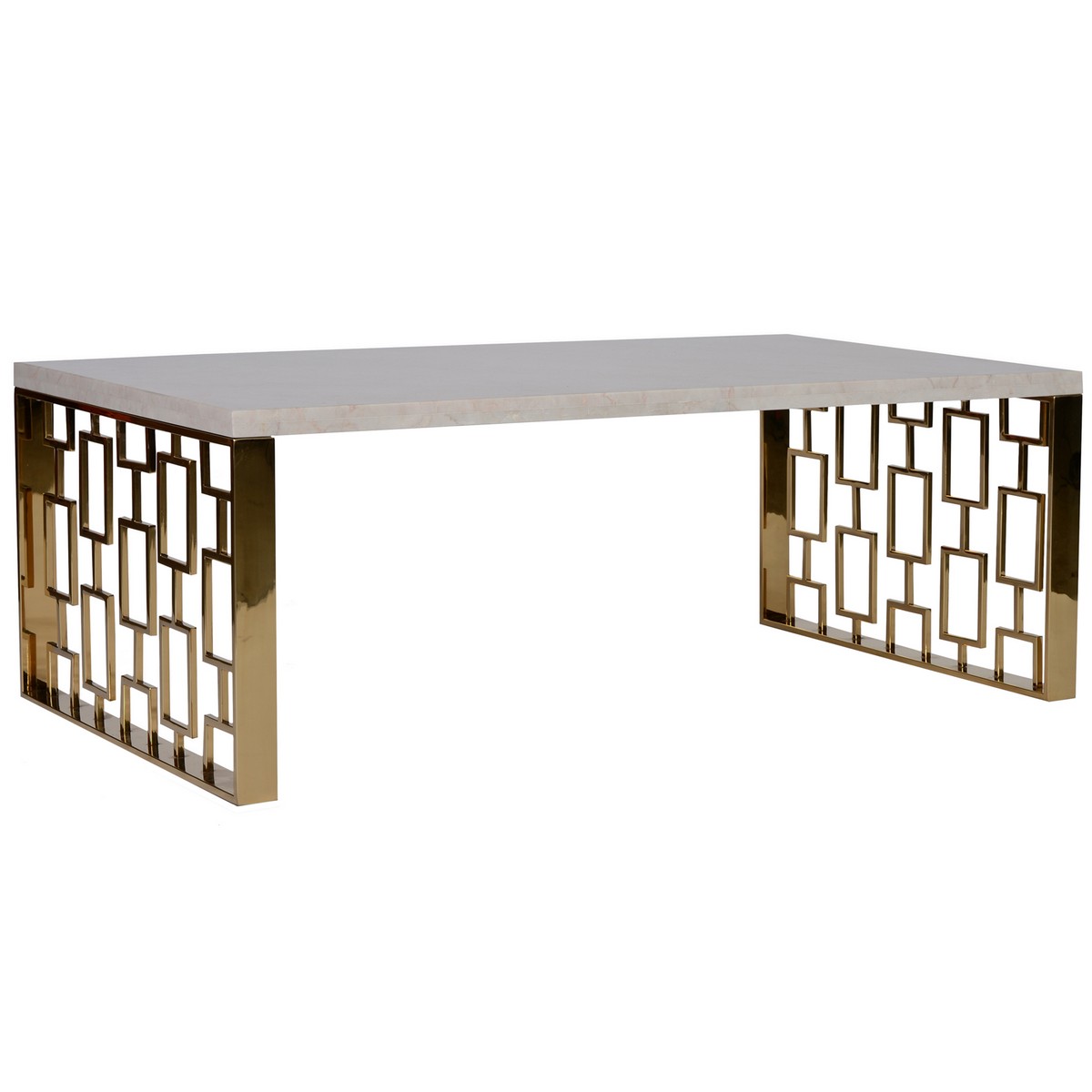 Armen Living Skyline Coffee Table With White Top - Gold Metal Base