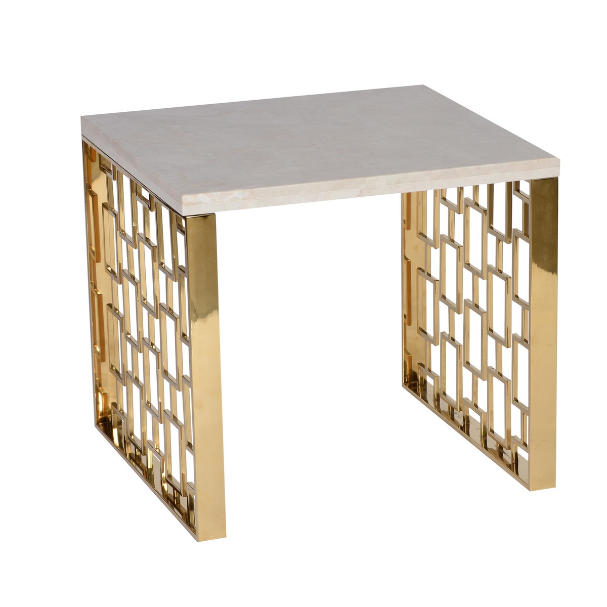 Armen Living Skyline End Table With White Top - Gold Metal Base