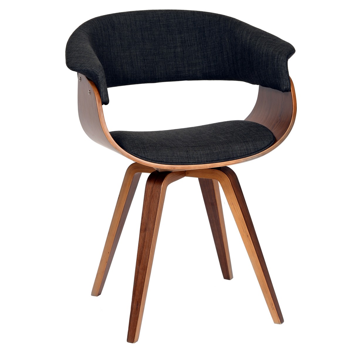 Armen Living Summer Modern Chair In Charcoal Fabric and Walnut Wood