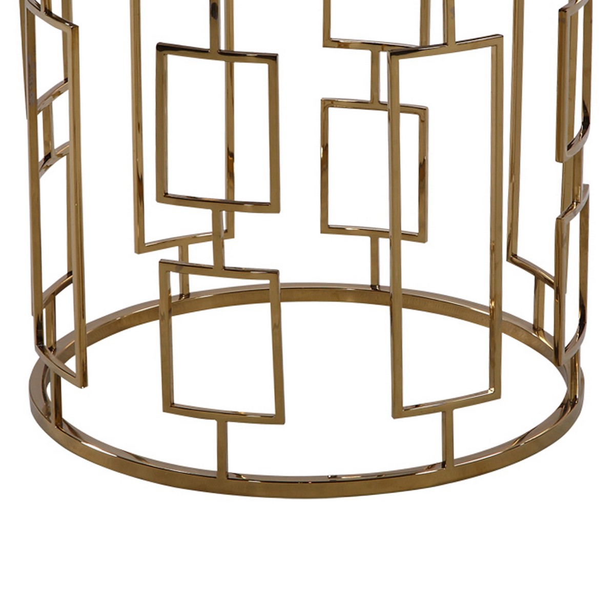 Armen Living Zinc Contemporary End Table In Shiny Gold With Smoked Glass