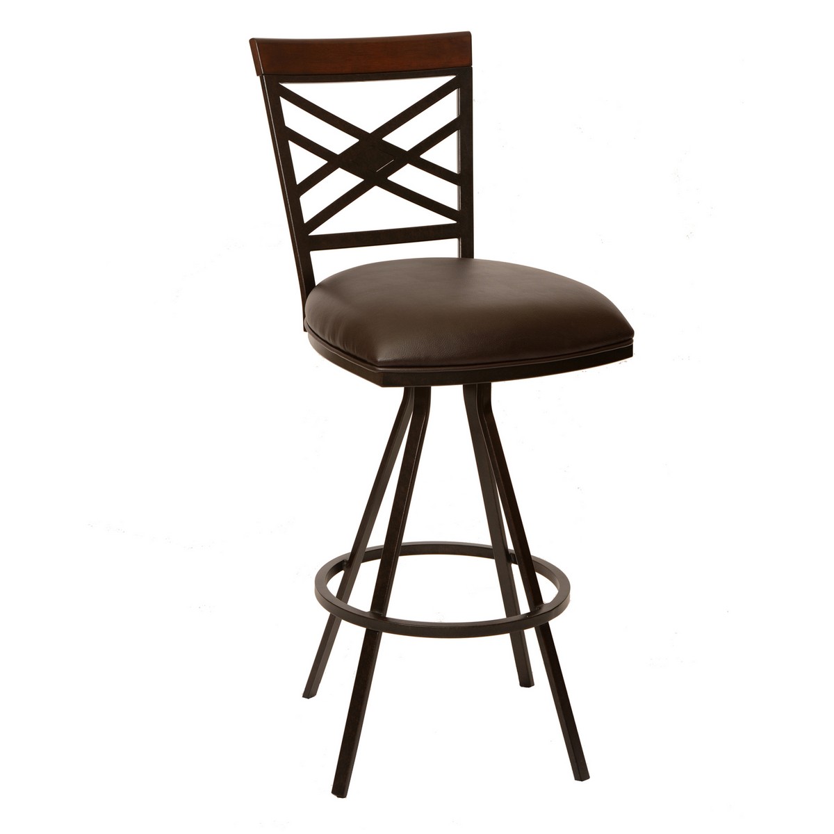 Armen Living Zoe 30-inch Transitional Armless Barstool In Coffee and Auburn Bay Metal