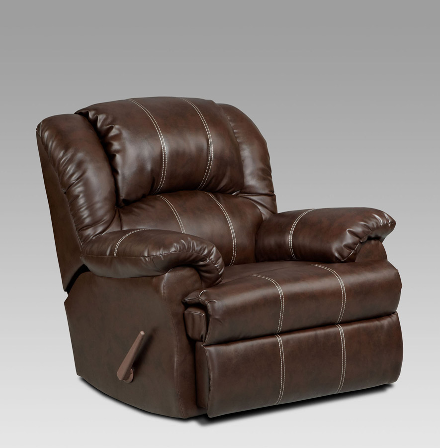 Apollo Recliner Bonded Leather Brandon Brown Chaise Rocker Recliner 2001L at