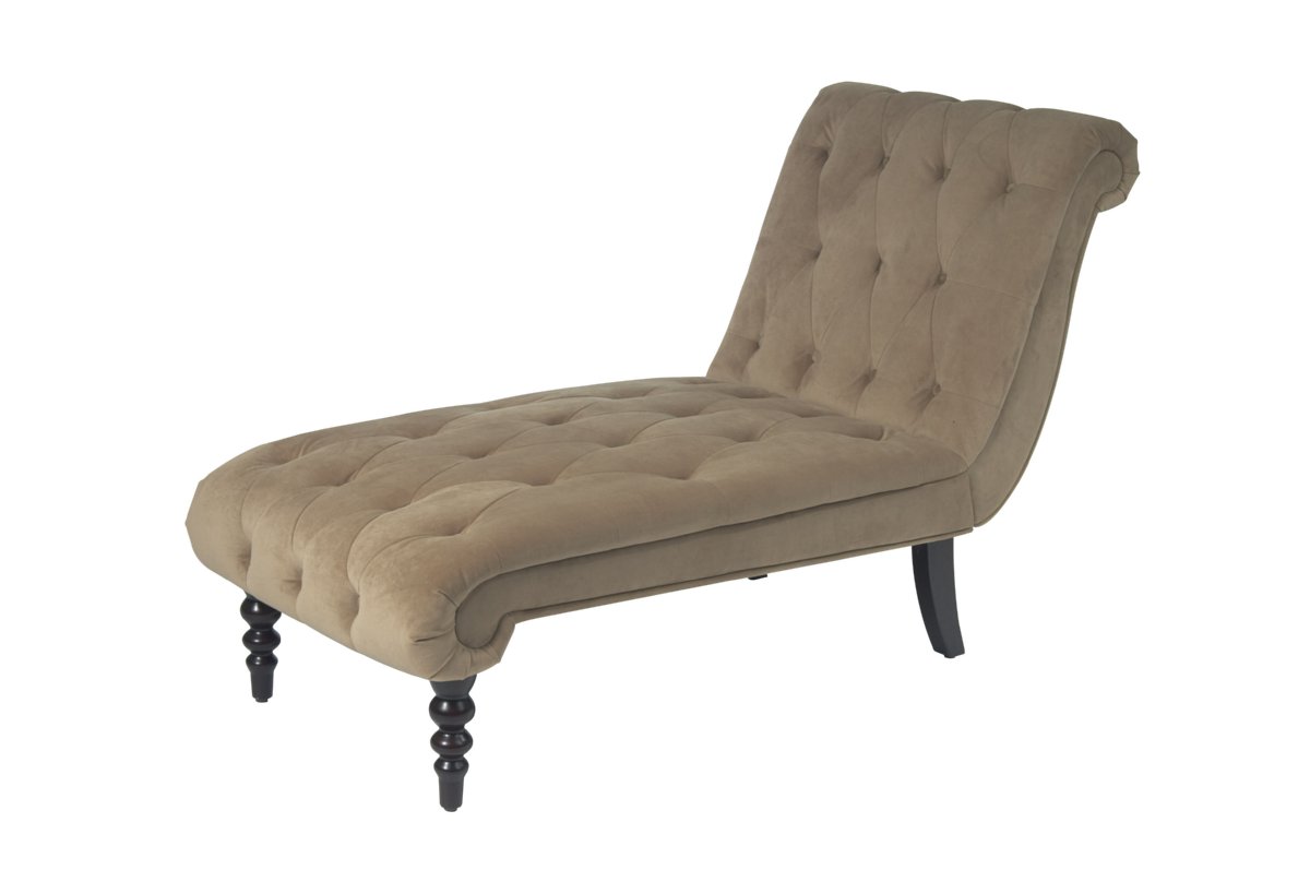 Avenue Six Curves Tufted Chaise Lounge - Coffee Velvet