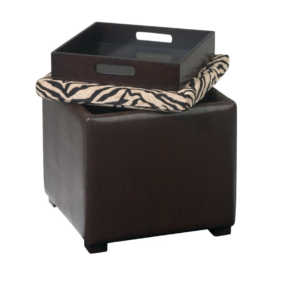 Avenue Six Detour Storage Cube Ottoman with Tray - Simba/Bonded Leather