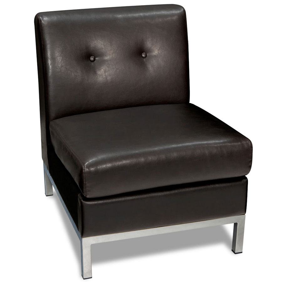 Avenue Six Wall Street Armless Chair - Espresso Faux Leather