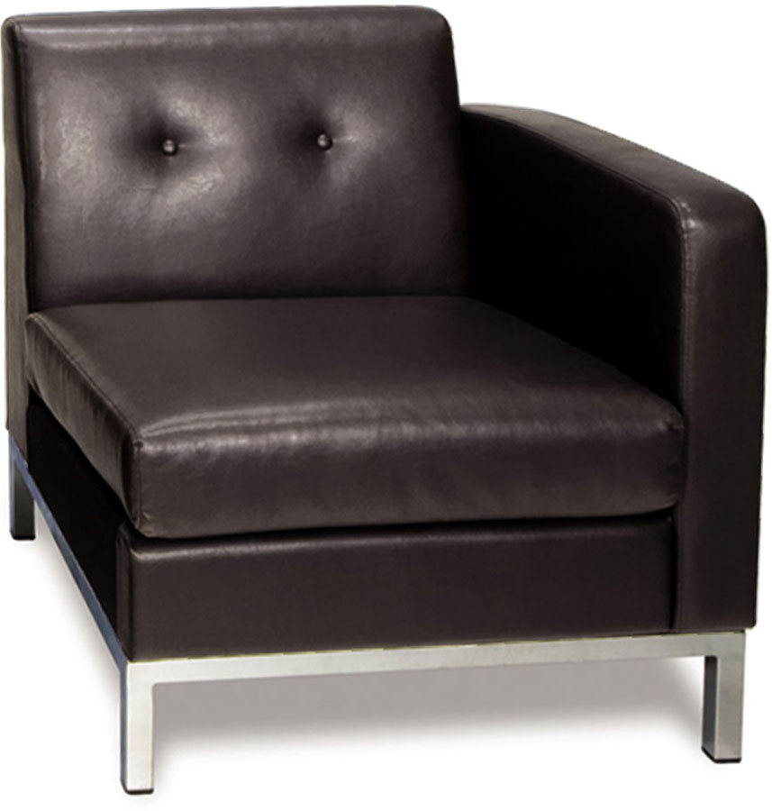 Avenue Six Wall Street Right Arm Chair - Espresso Faux Leather