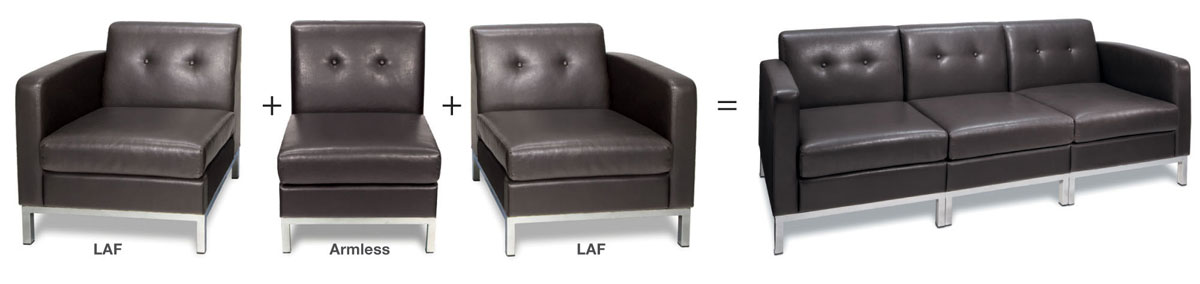 Avenue Six Wall Street Armless Chair - Espresso Faux Leather
