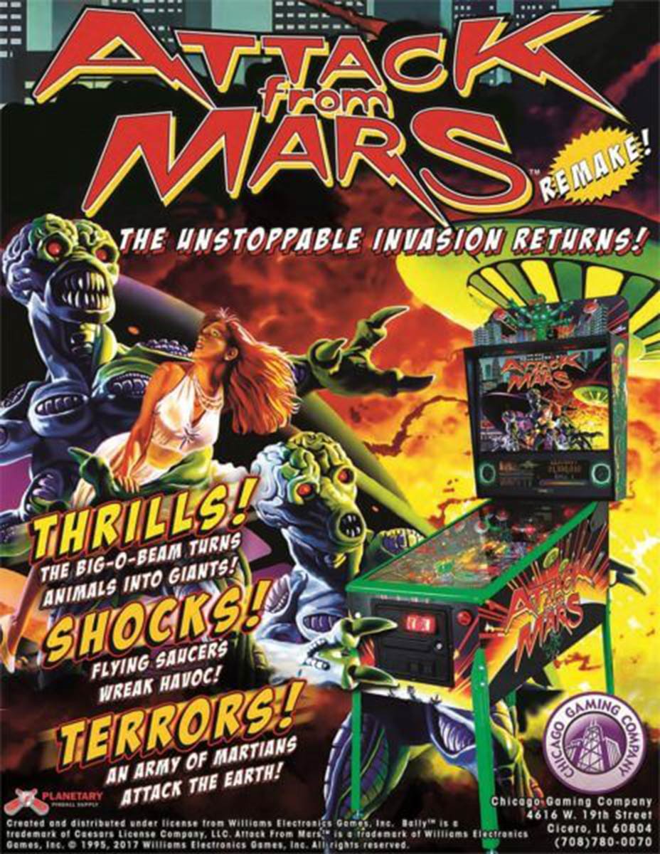 Ultimate Pinball Attack From Mars Remake Pinball Machine  Classic Edition
