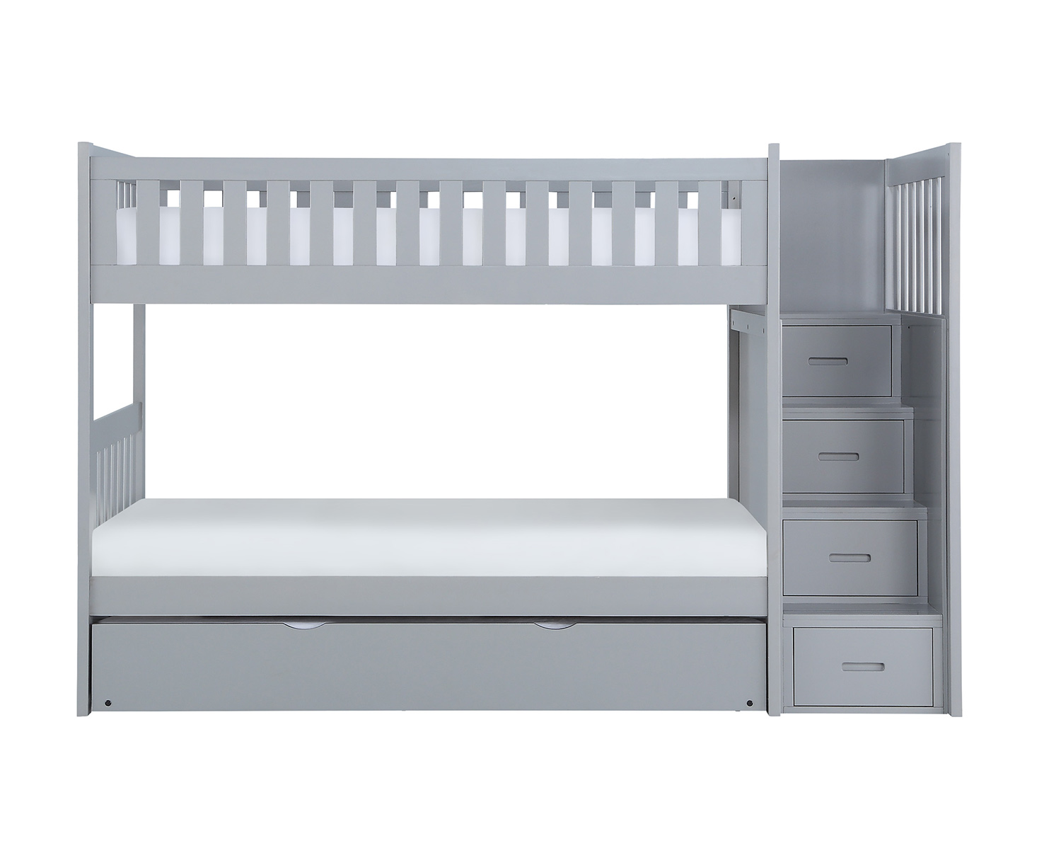Homelegance Orion Twin over Twin Bunk Bed with Reversible Step Storage - Gray