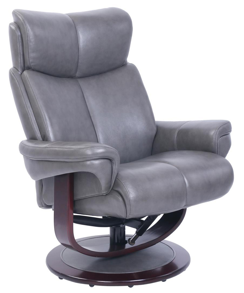 Barcalounger Brynn Pedestal Recliner Chair and Ottoman - Montgomery Gray/Leather Match