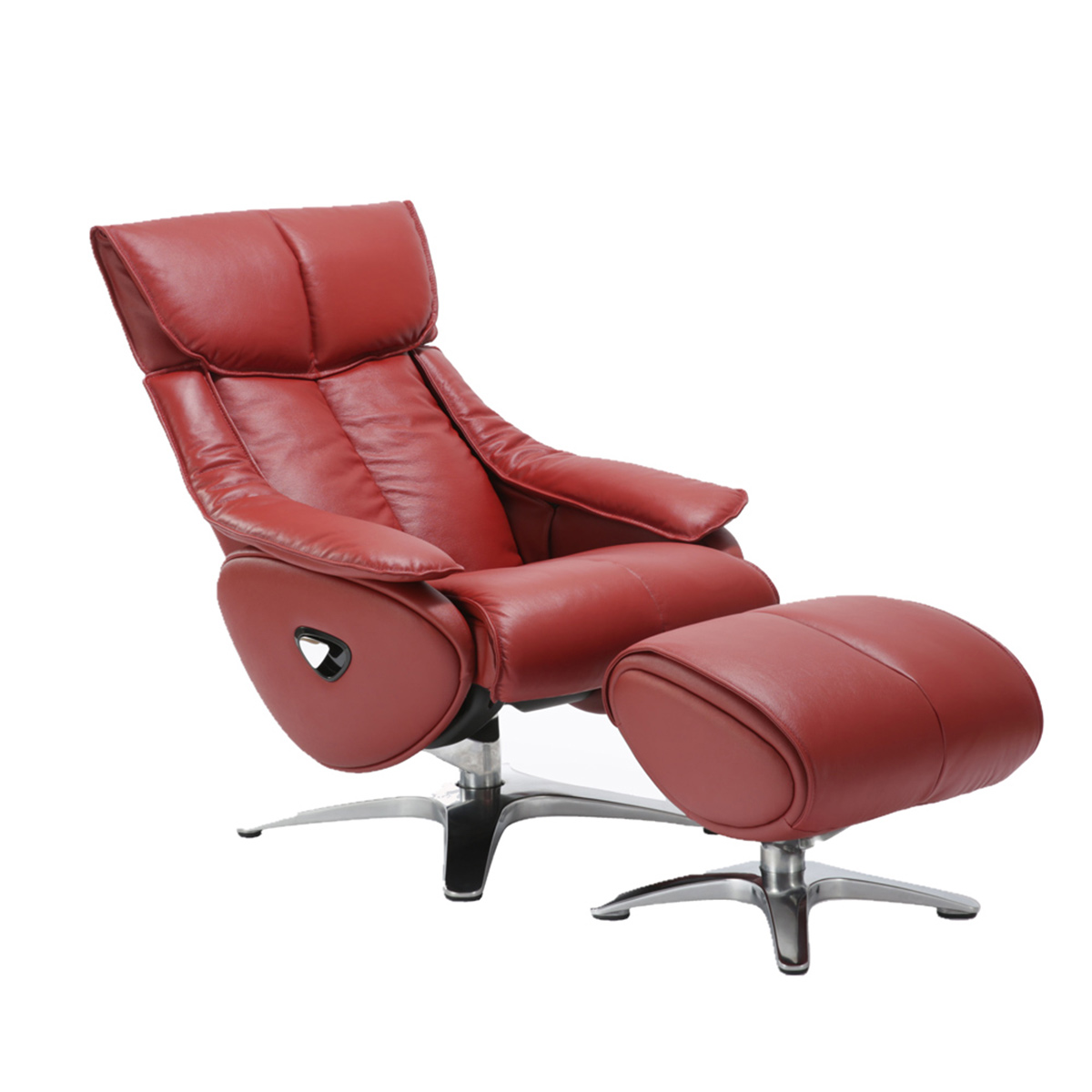 Barcalounger Eton Pedestal Recliner Chair with Adjustable Head Rest and Adjustable Ottoman - Capri Red/leather match