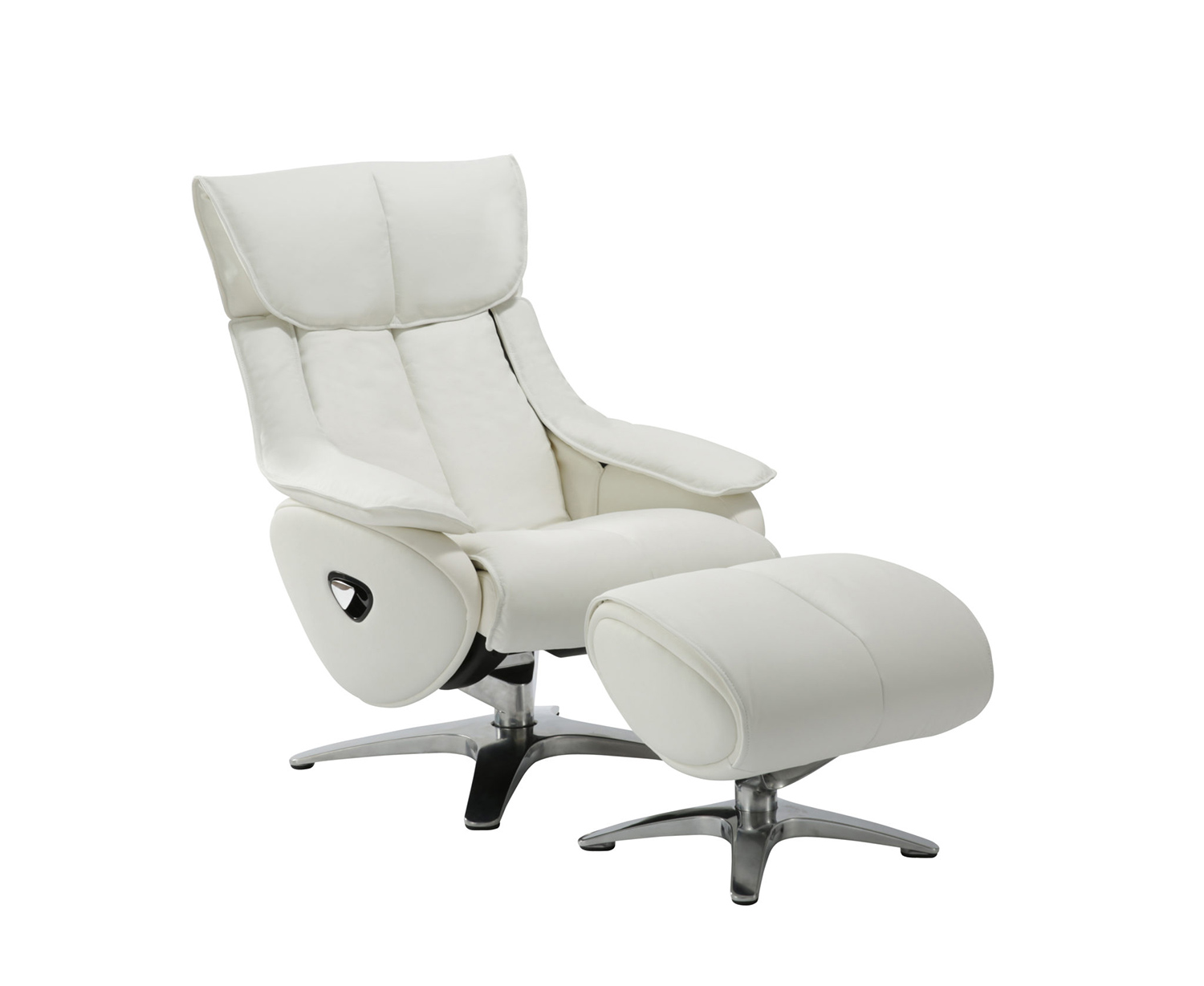 Barcalounger Eton Pedestal Recliner Chair with Adjustable Head Rest and Adjustable Ottoman - Capri White/leather match