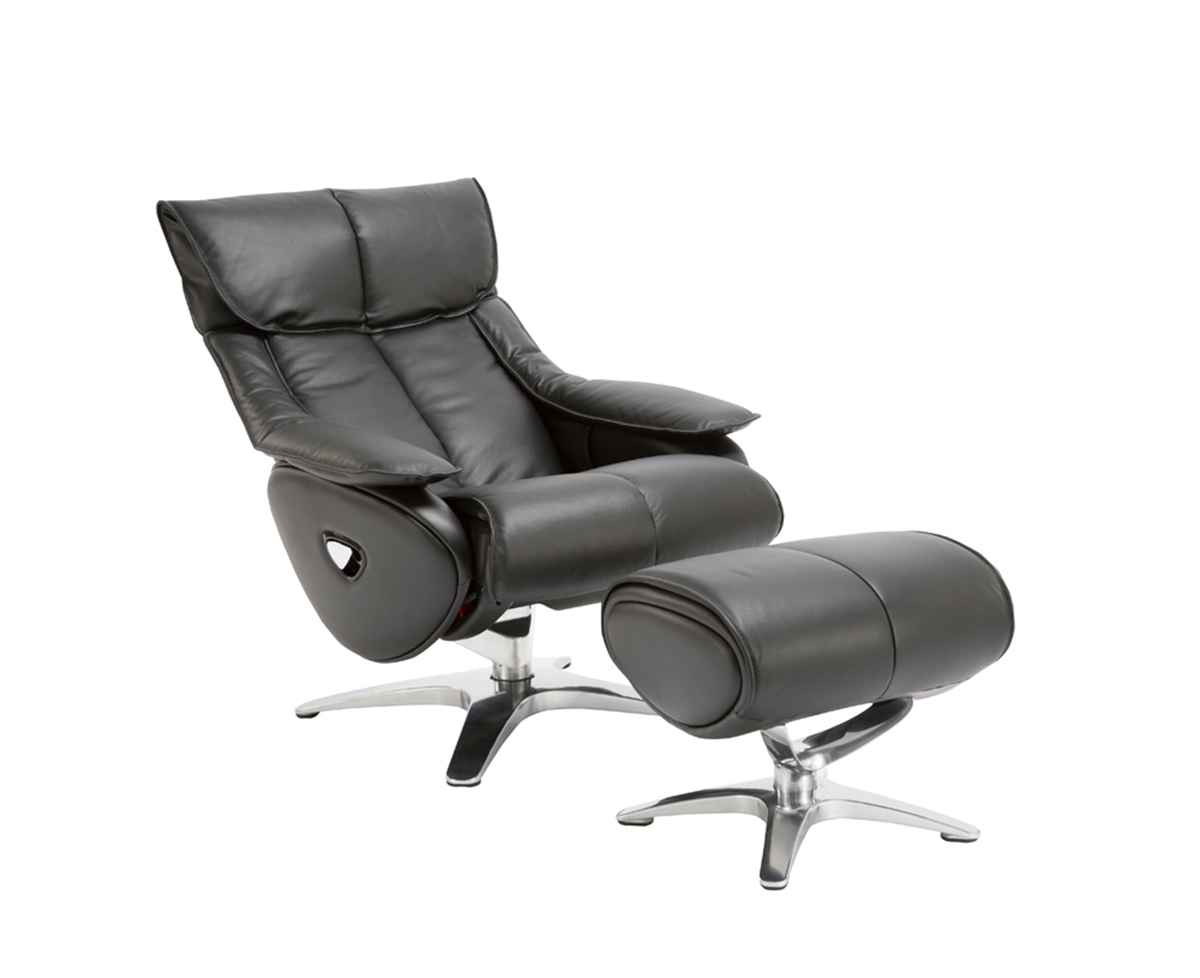 Barcalounger Eton Pedestal Recliner Chair with Adjustable Head Rest and Adjustable Ottoman - Capri Black/leather match