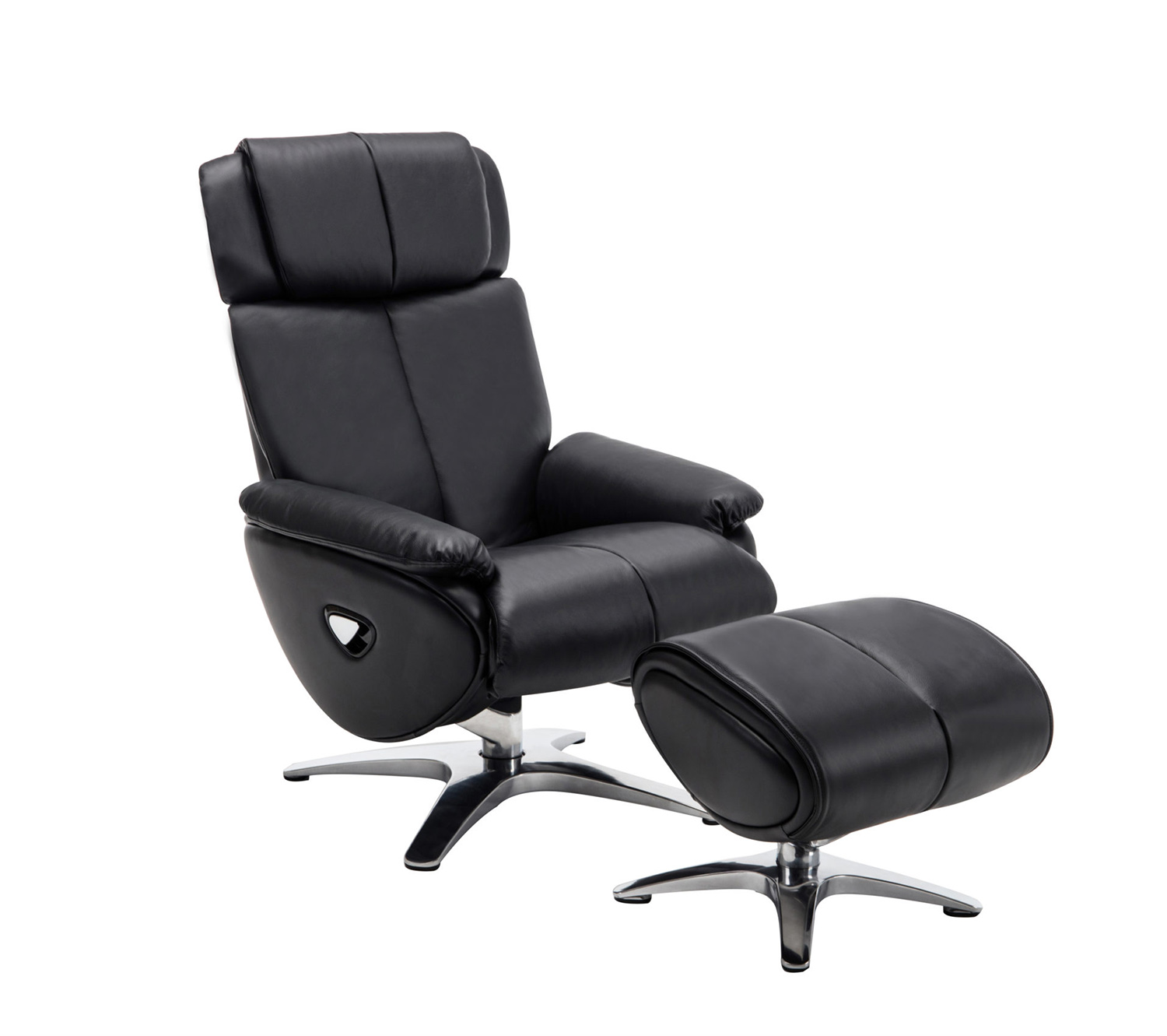 Barcalounger Emery Pedestal Recliner Chair with Adjustable Head Rest and Adjustable Ottoman - Capri Black/leather match