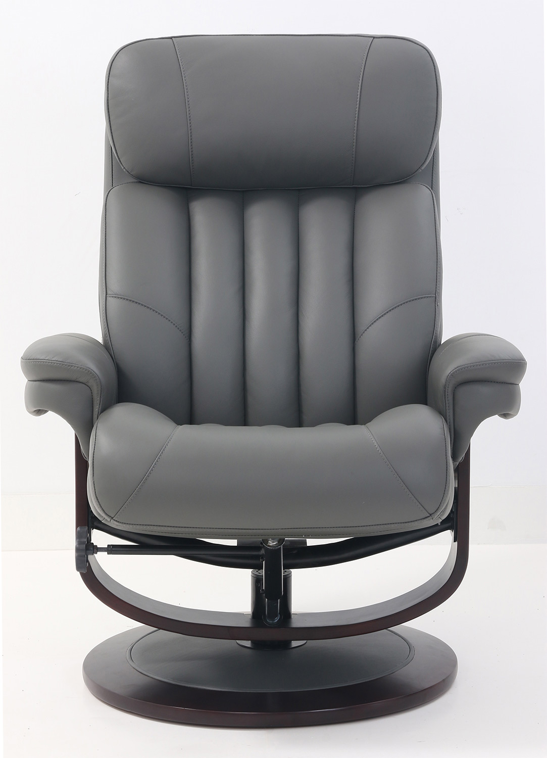 Barcalounger Oakleigh Pedestal Recliner Chair and Ottoman - Marlene Gray/Leather match