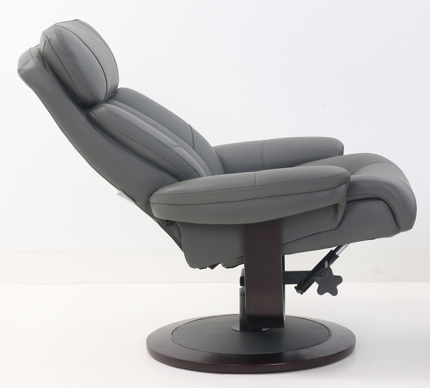 Barcalounger Oakleigh Pedestal Recliner Chair and Ottoman - Marlene Gray/Leather match
