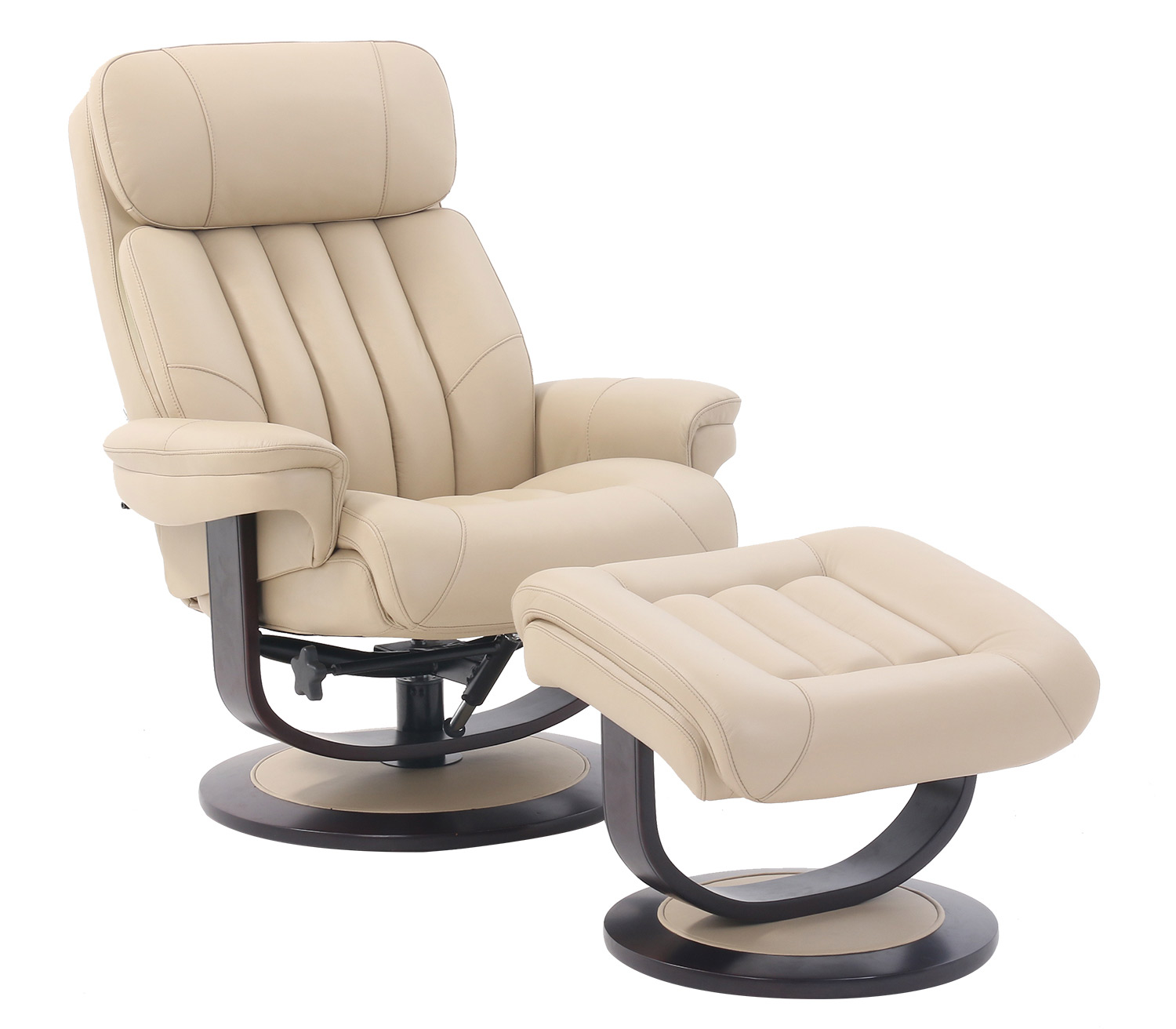 Barcalounger Oakleigh Pedestal Recliner Chair and Ottoman - Hilton Ivory/Leather match
