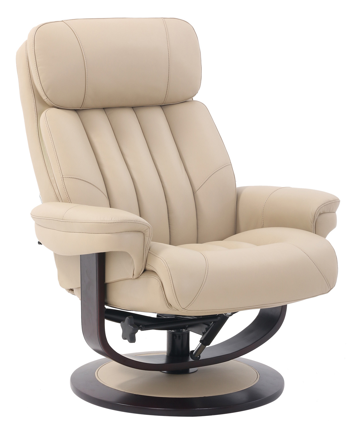 Barcalounger Oakleigh Pedestal Recliner Chair and Ottoman - Hilton Ivory/Leather match
