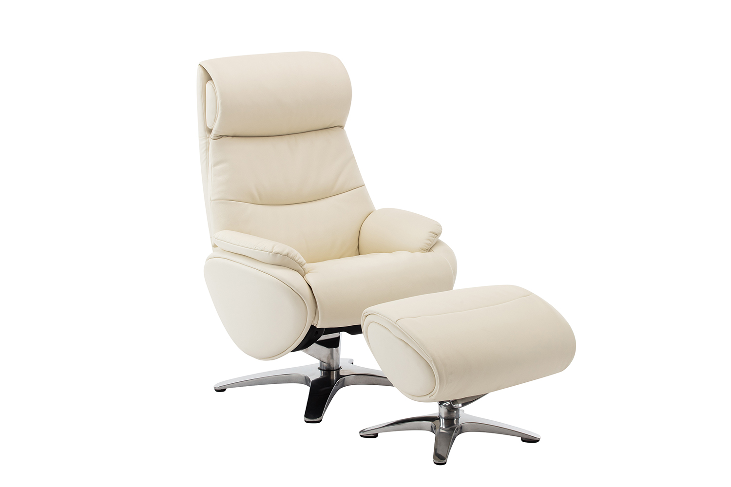 Barcalounger Adler Pedestal Recliner Chair and Ottoman - Capri White/Leather match