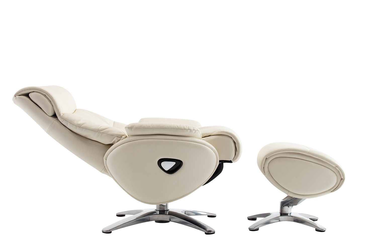 Barcalounger Adler Pedestal Recliner Chair and Ottoman - Capri White/Leather match