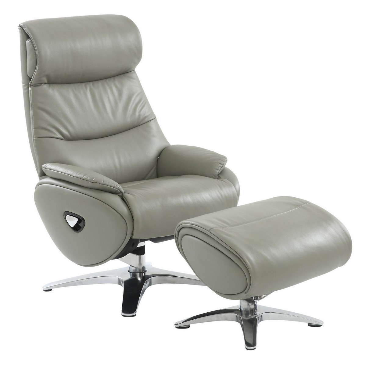 Barcalounger Adler Pedestal Recliner Chair/Ottoman - Capri Gray/Leather Match