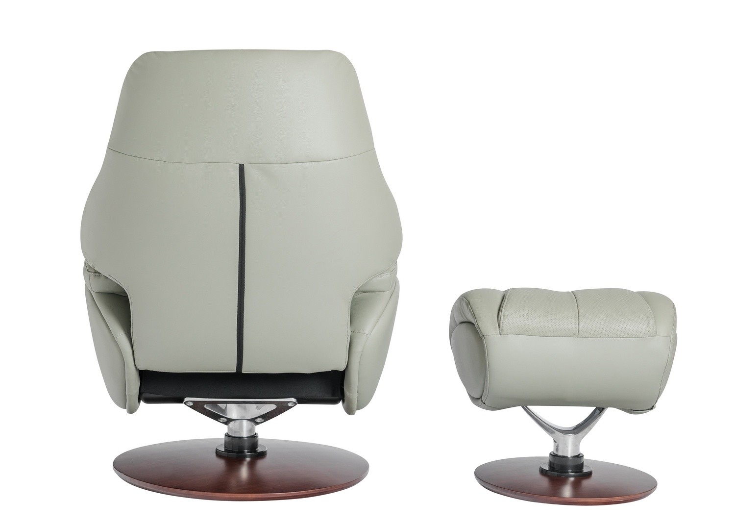Barcalounger Marjon Pedestal Recliner Chair/Ottoman - Capri Gray/Leather Match