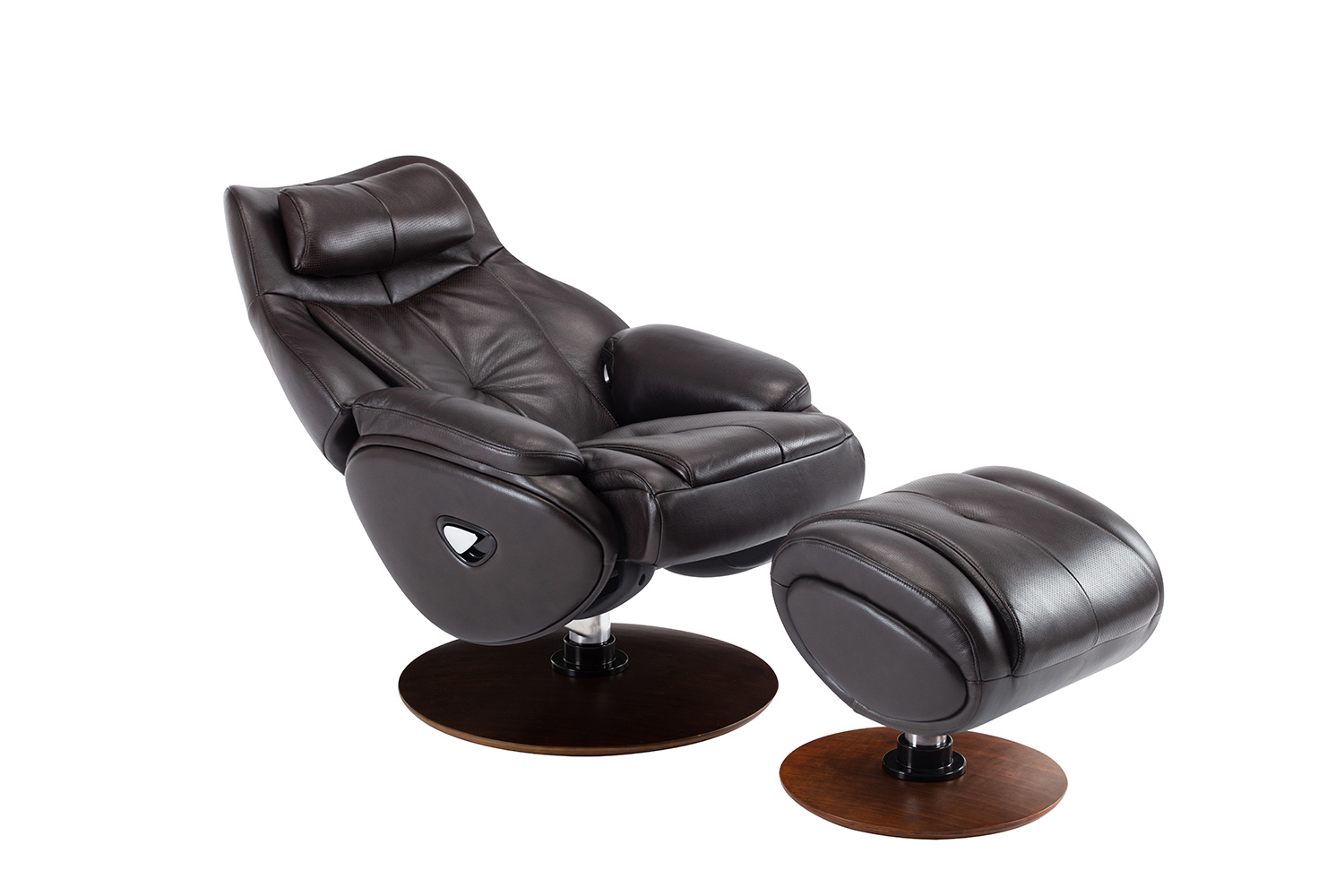 Barcalounger Marjon Pedestal Recliner Chair and Ottoman - Janie Chocolate/Leather match