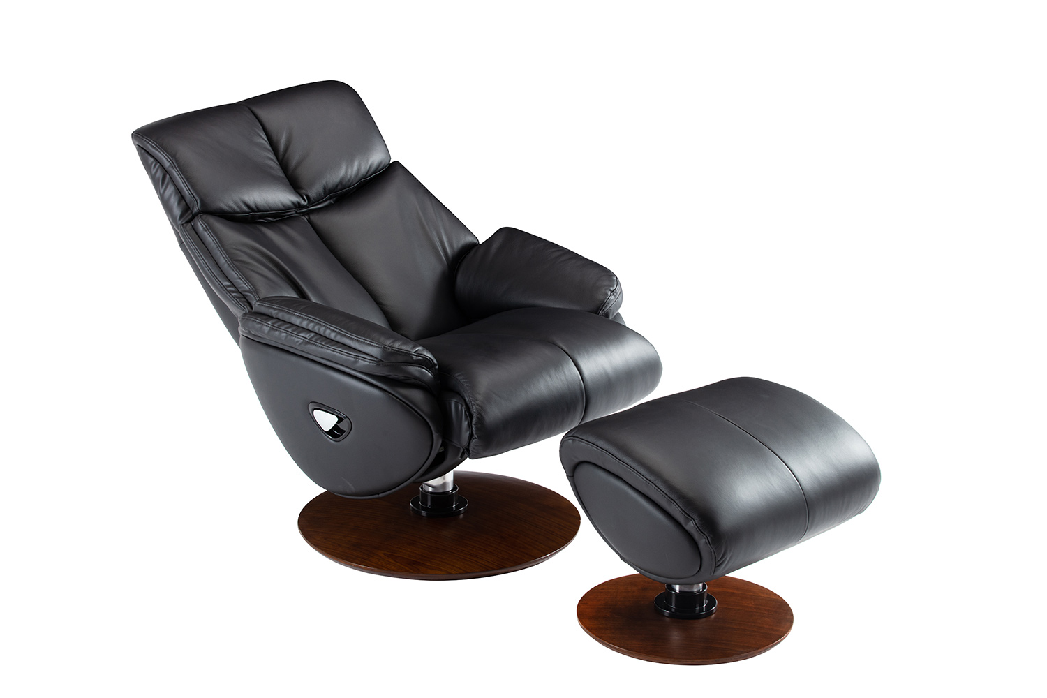 Barcalounger Alicia Pedestal Recliner Chair and Ottoman - Capri Black/Leather match