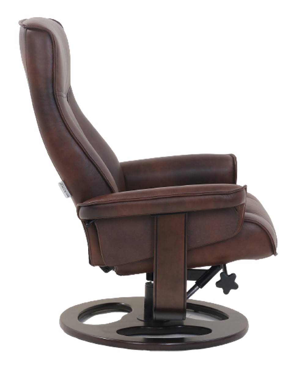 Barcalounger Austin Pedestal Recliner Chair/Ottoman - Hilton Whiskey/Leather Match