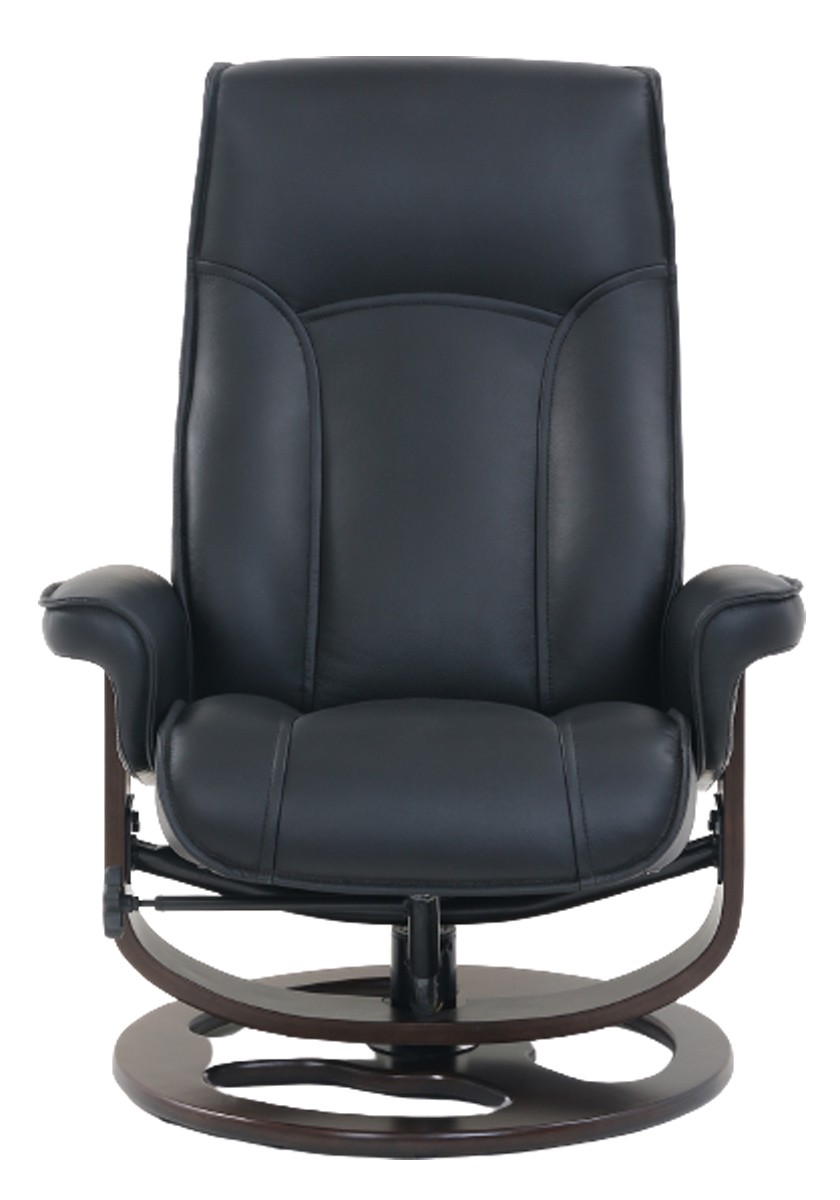 Barcalounger Austin Pedestal Recliner Chair/Ottoman - Hilton Black/Leather Match