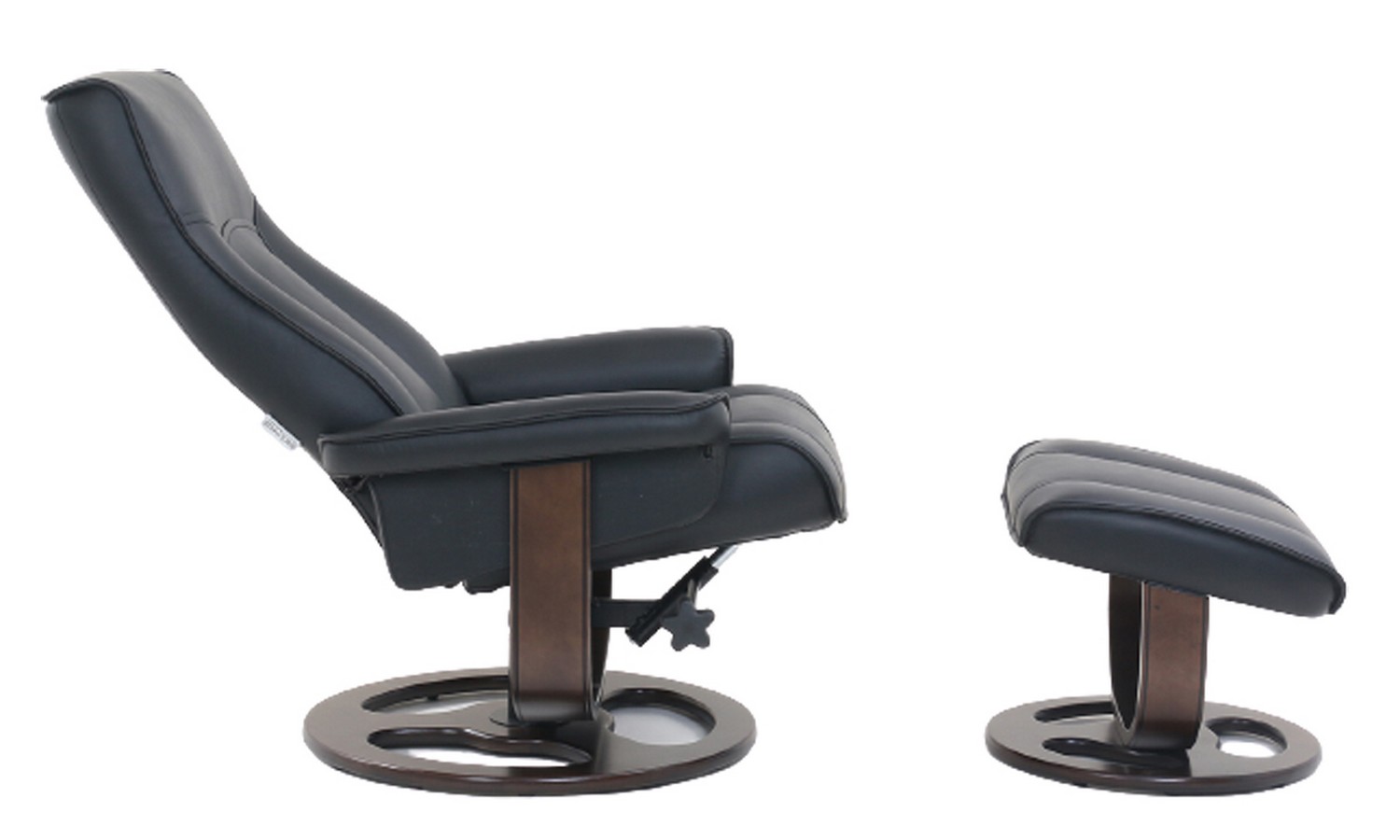 Barcalounger Austin Pedestal Recliner Chair/Ottoman - Hilton Black/Leather Match