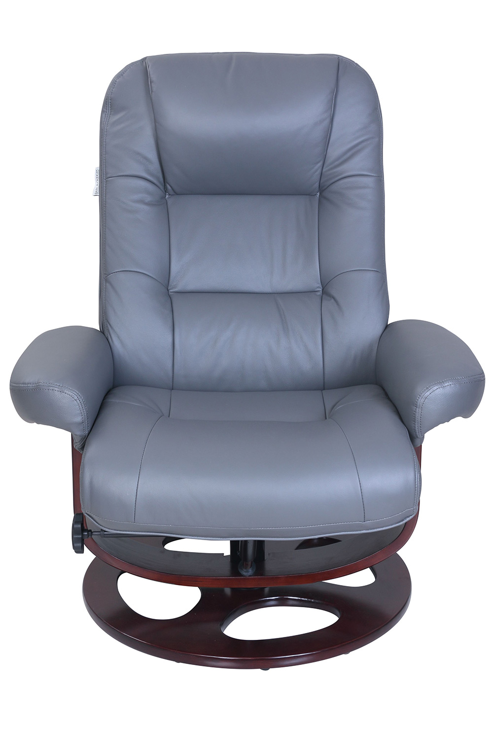Barcalounger Jacque Pedestal Recliner Chair and Ottoman - Marlene Gray/Leather Match