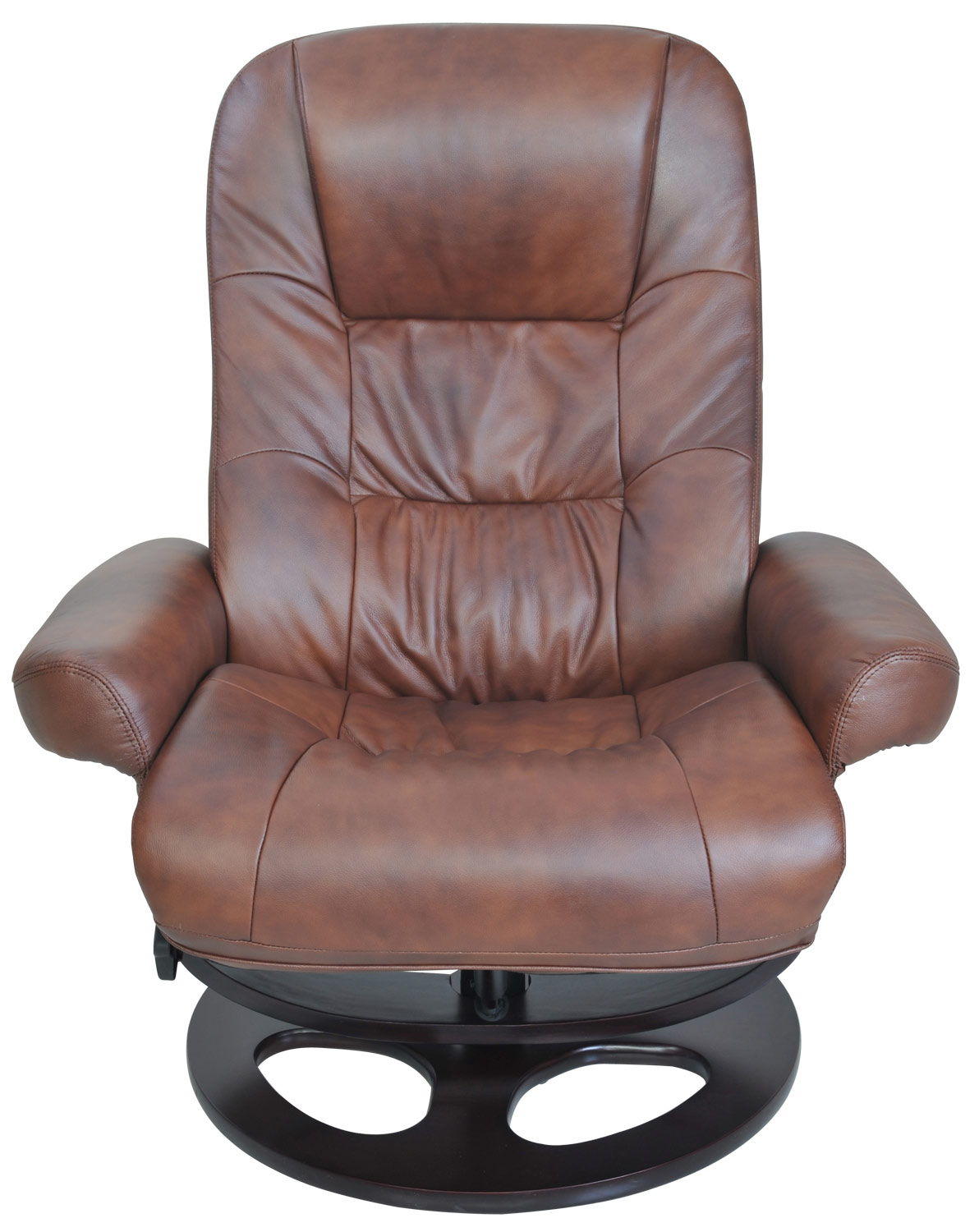 Barcalounger Jacque Pedestal Recliner Chair and Ottoman - Hilton Whiskey/Leather Match