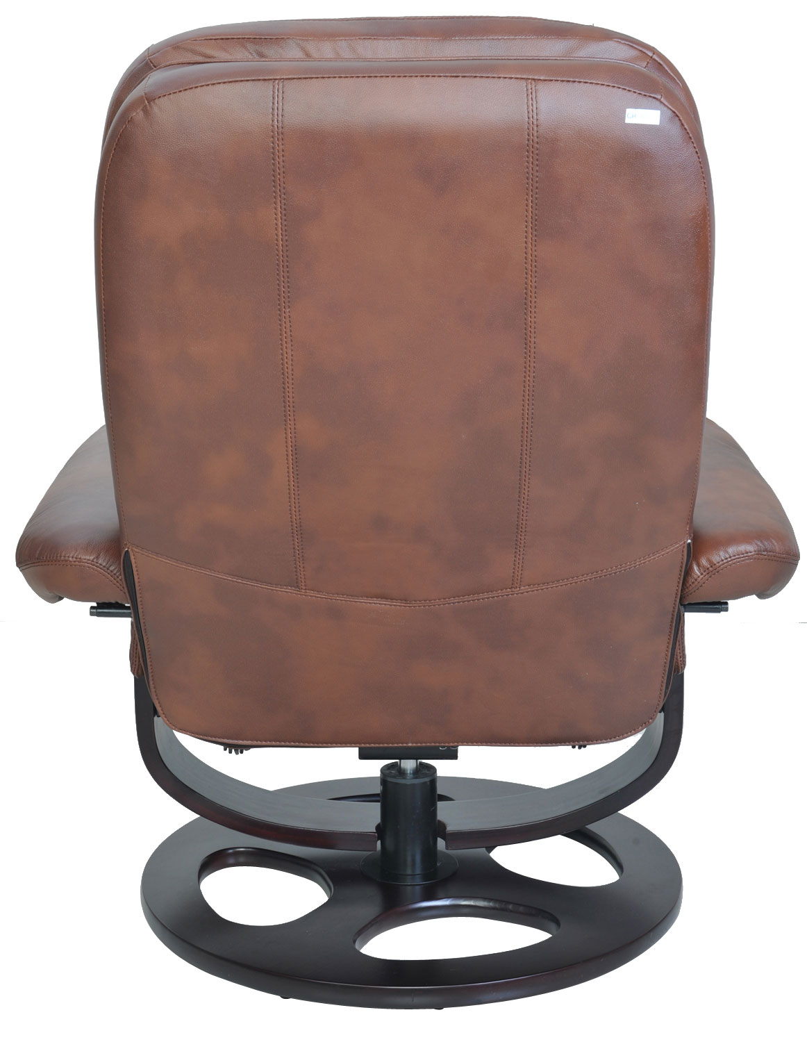 Barcalounger Jacque Pedestal Recliner Chair and Ottoman - Hilton Whiskey/Leather Match