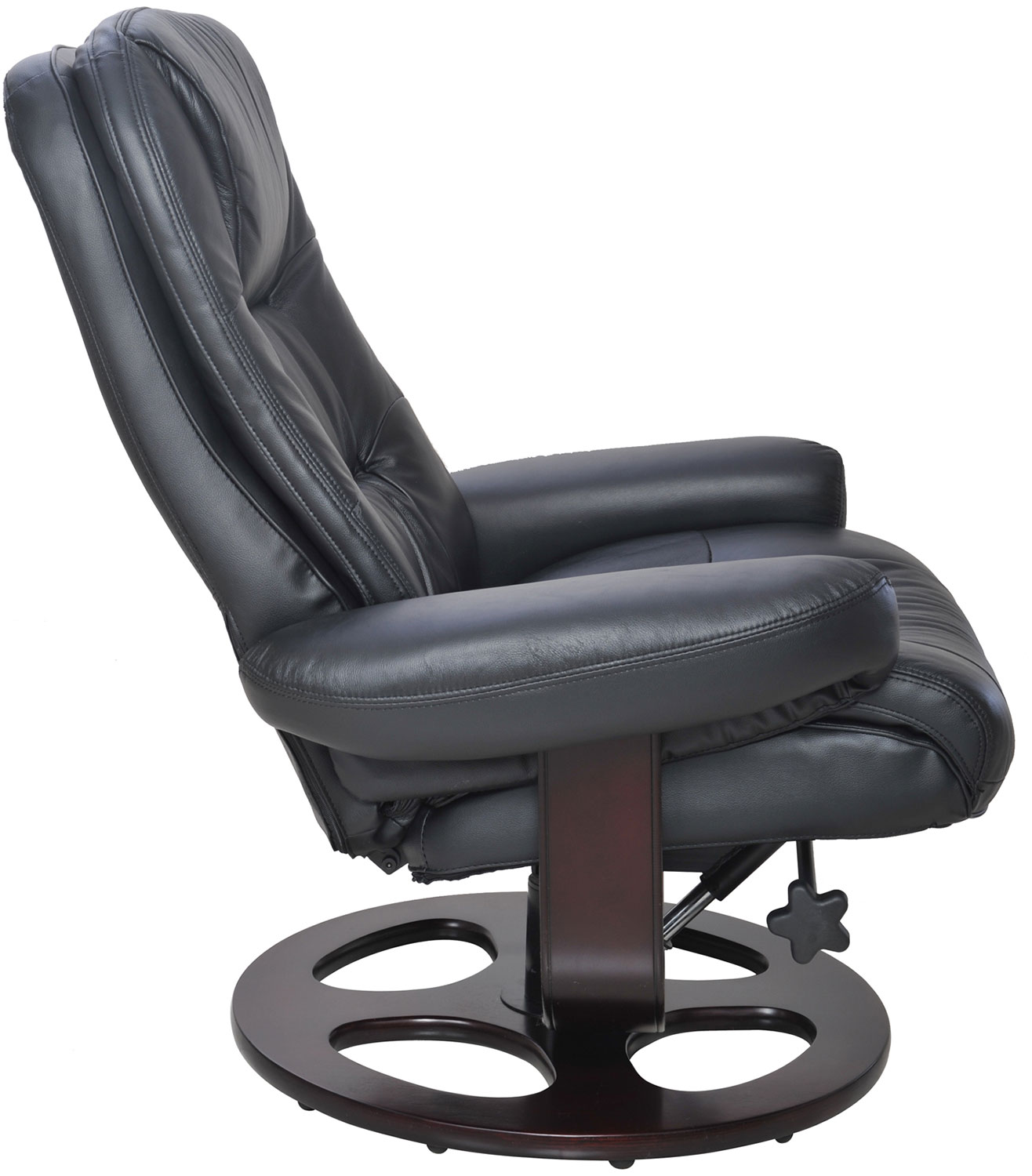 Barcalounger Jacque Pedestal Recliner Chair and Ottoman - Hilton Black/Leather Match