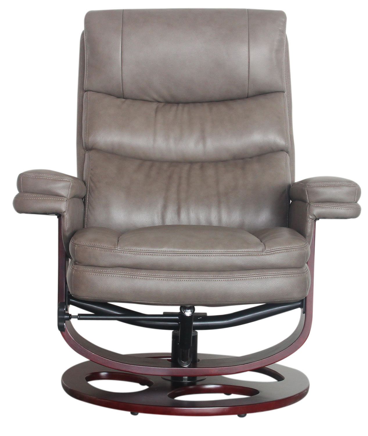 Barcalounger Bella Pedestal Recliner Chair and Ottoman - Chelsea Cobblestone/Leather Match