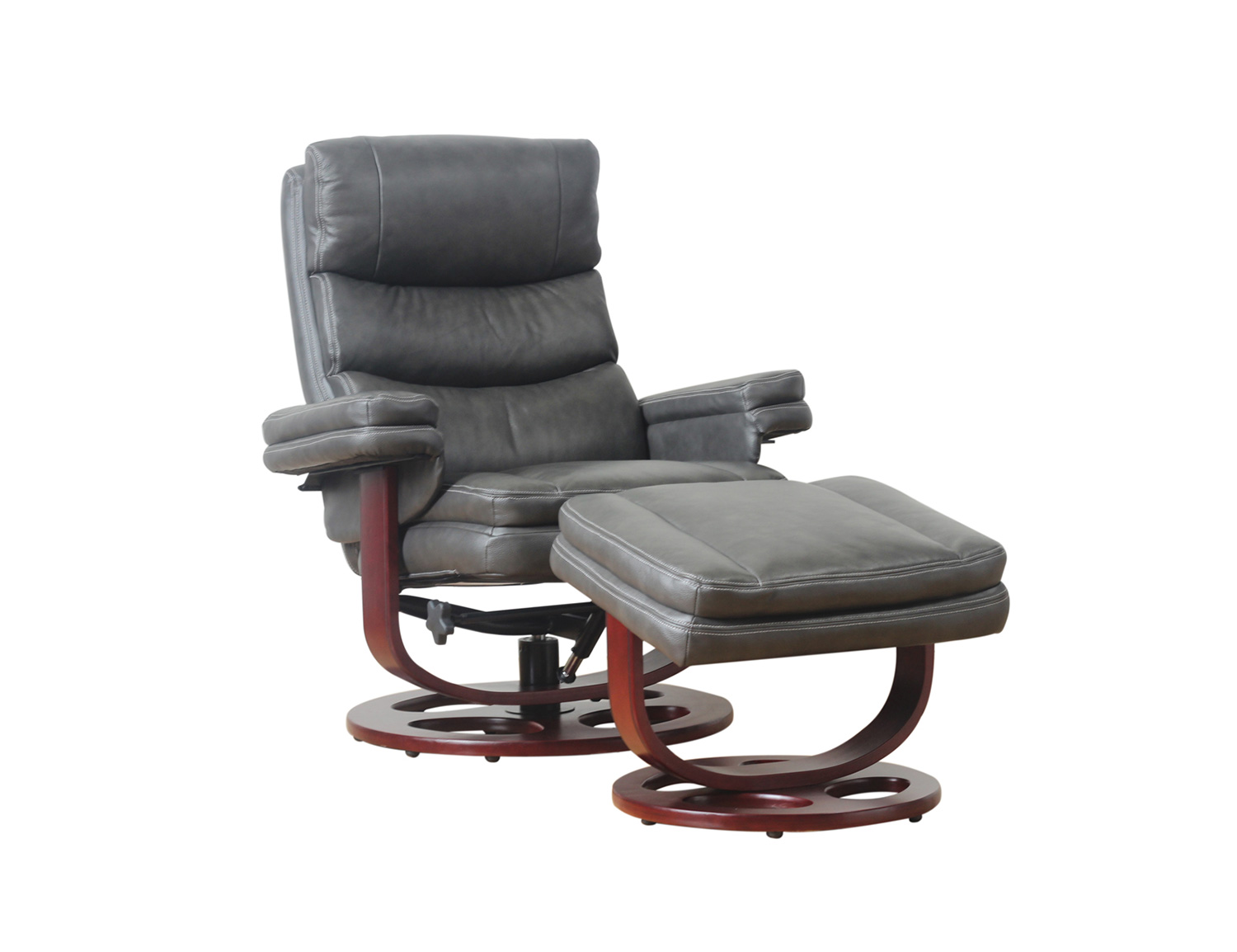Barcalounger Bella Pedestal Recliner Chair and Ottoman - Chelsea Graphite/Leather Match