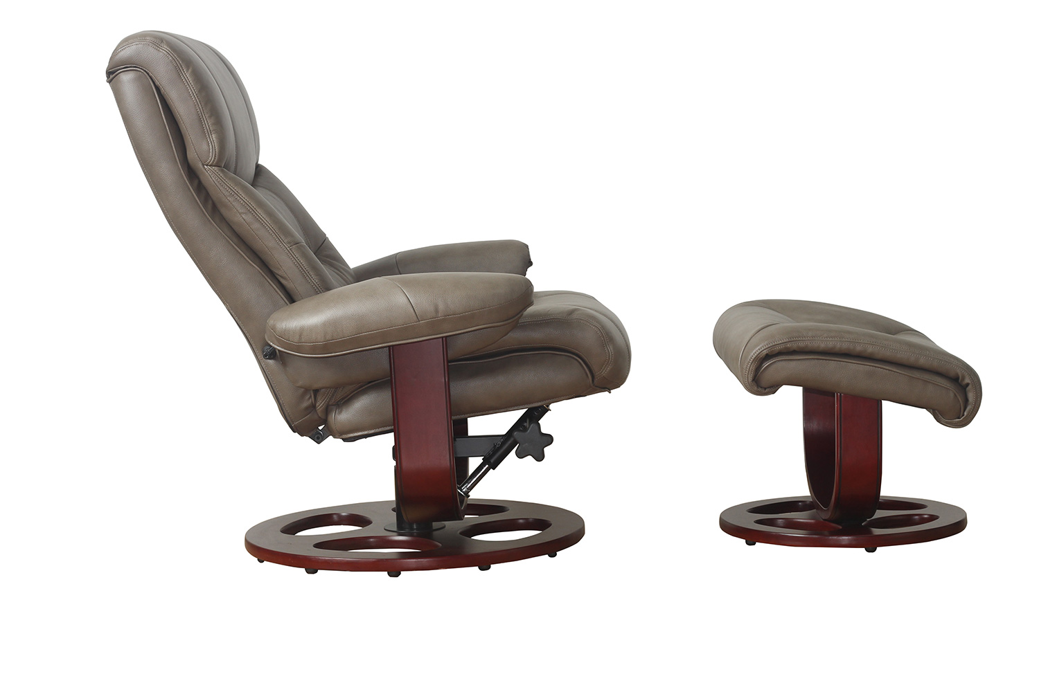 Barcalounger Dawson Pedestal Recliner Chair and Ottoman - Chelsea Cobblestone/Leather Match