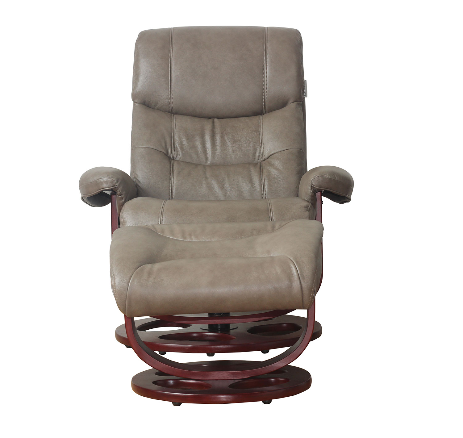 Barcalounger Dawson Pedestal Recliner Chair and Ottoman - Chelsea Cobblestone/Leather Match