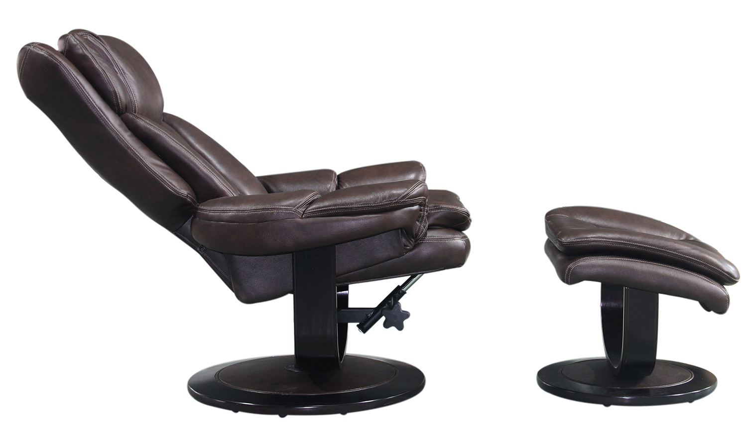 Barcalounger Roscoe Pedestal Recliner Chair and Ottoman Chelsea Chocolate/Leather Match 15