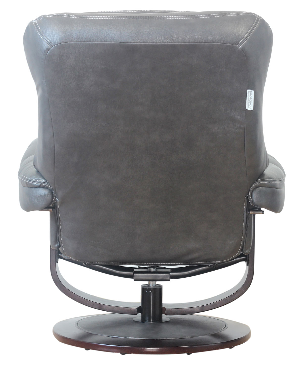 Barcalounger Roscoe Pedestal Recliner Chair and Ottoman Chelsea Graphite/Leather Match 158039