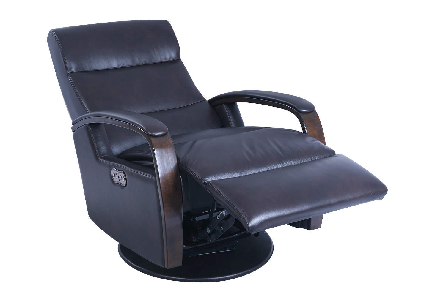 Barcalounger Carlos Swivel Glider Power Recliner Chair with Power Head Rest - Dobson Chocolate/Leather Match